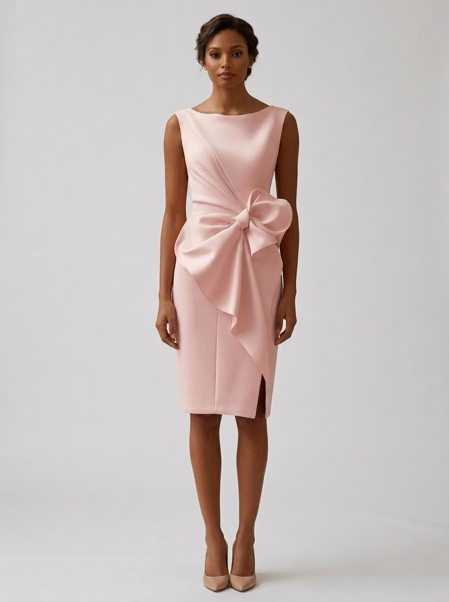 Valeria | Elegant Midi Kjole Med Drapering Og Sløjfedetalje