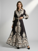 Arabella | Robe ligne A avec imprimé ornemental et ceinture