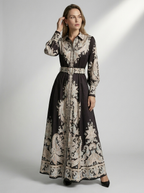 Arabella | Robe ligne A avec imprimé ornemental et ceinture