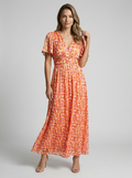 Ava | Elegancka sukienka maxi w kwiatowy wzór z dekoltem w serek