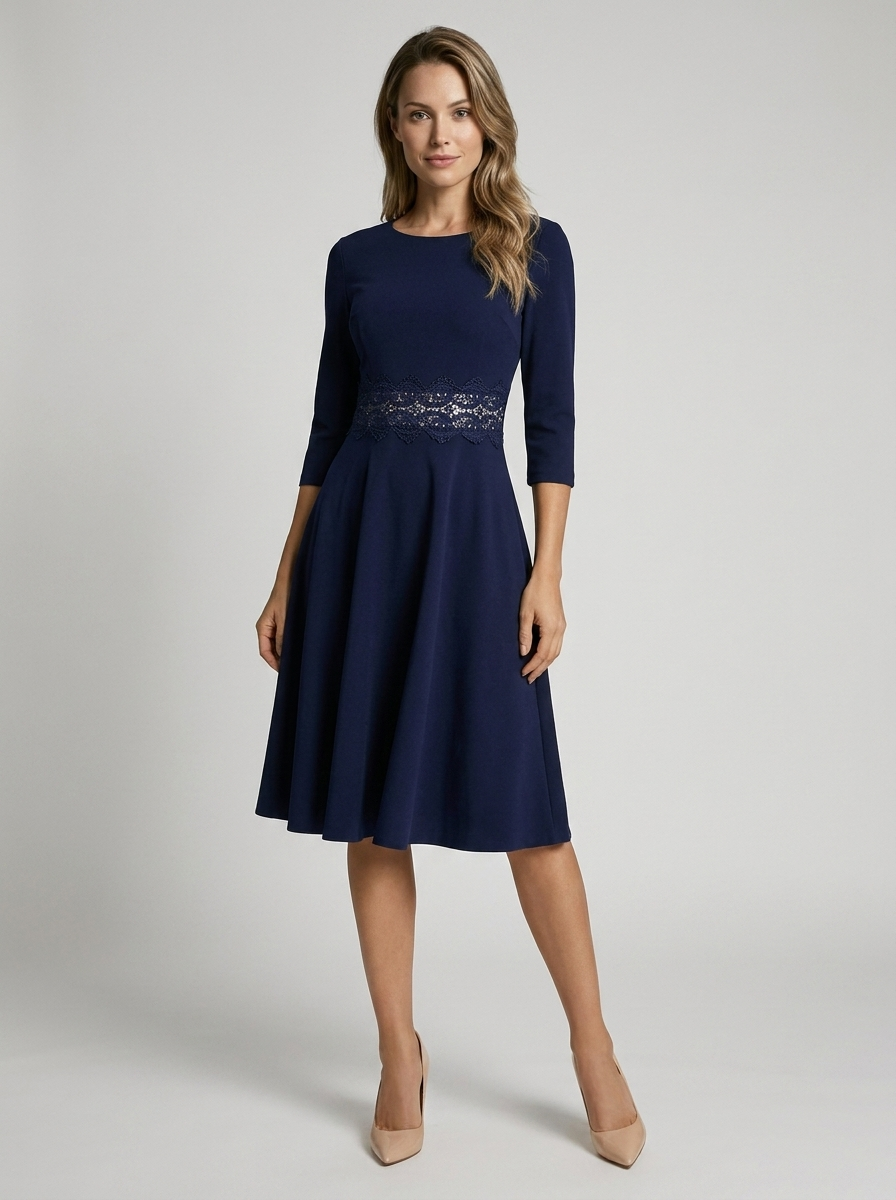 Vivienne | Vestido línea A con cintura de encaje elegante