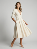 Celestine | Robe Midi Élégante À Col V