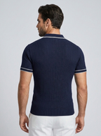 Valerio | Ribstrikket Polo T-Shirt Med Kontrastdetaljer