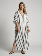 Seraphina | Kaftankjole Med Stribet Design Og V-Hals