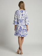 Bianca | Blomstret Mini Kjole Med V-Hals Til Dame