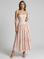 Celeste | Floral Midi Dress with Corset-Inspired Fit