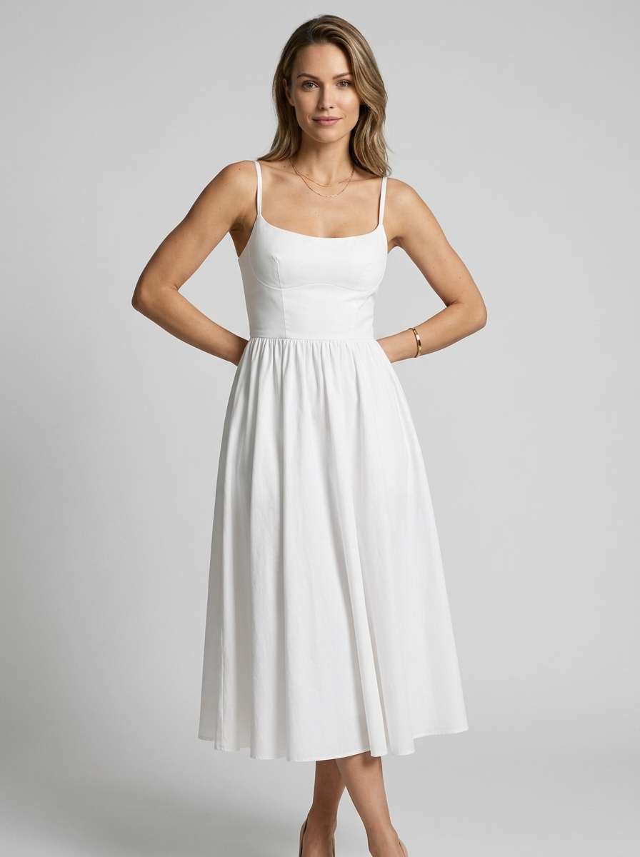 Rosalie | Romantico Abito Midi a Linea A con Spalline Sottili