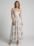 Celeste | Floral Midi Dress with Corset-Inspired Fit