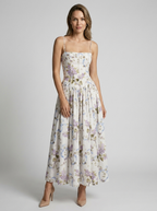 Celeste | Floral Midi Dress with Corset-Inspired Fit