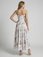 Celeste | Floral Midi Dress with Corset-Inspired Fit