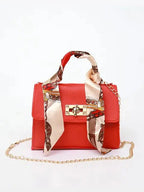 Lina | Elegante Borsa a Mano con Sciarpa di Seta e Catena Dorata