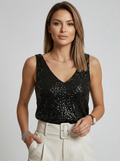 Aurelia | Paillet Top med V-Hals og Elegant Glans