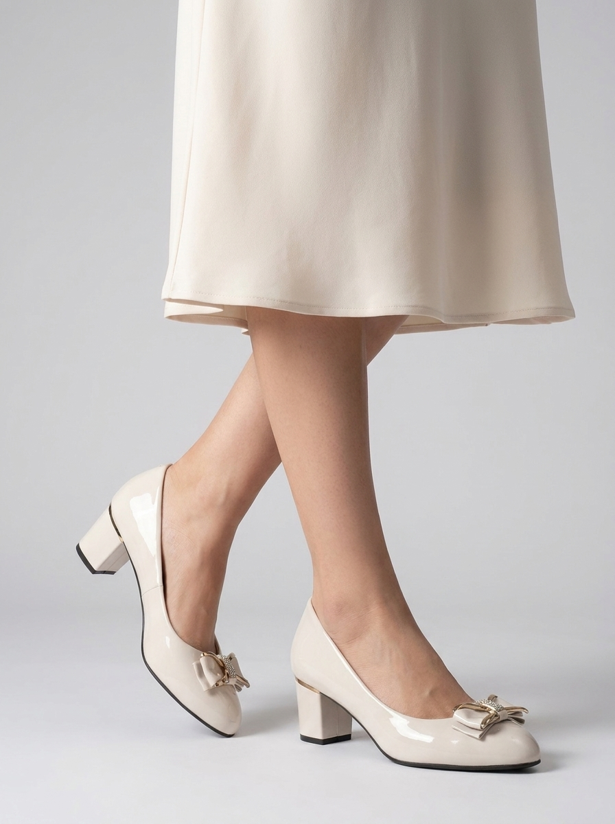 Vivienne | Elegante Pumps Med Blokhæl Og Sløjfedetalje