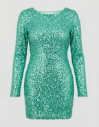 Celeste | Mini-robe à paillettes avec manches longues et silhouette ajustée