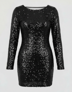 Celeste | Mini-robe à paillettes avec manches longues et silhouette ajustée