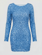 Celeste | Mini-robe à paillettes avec manches longues et silhouette ajustée