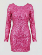 Celeste | Mini-robe à paillettes avec manches longues et silhouette ajustée