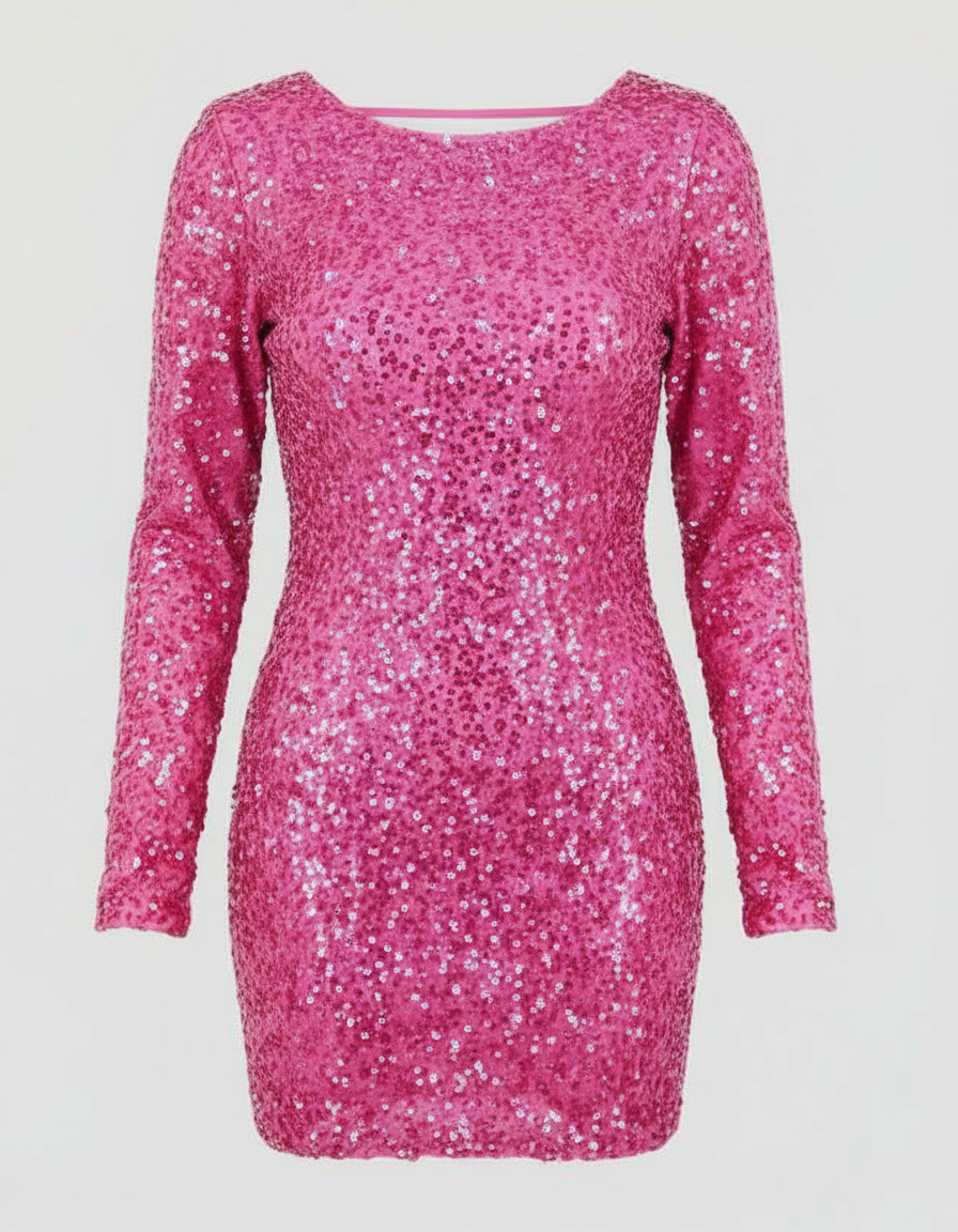 Celeste | Mini-robe à paillettes avec manches longues et silhouette ajustée