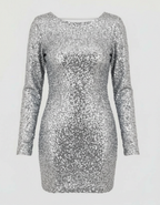 Celeste | Mini-robe à paillettes avec manches longues et silhouette ajustée