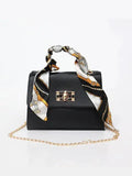 Lina | Elegante Borsa a Mano con Sciarpa di Seta e Catena Dorata