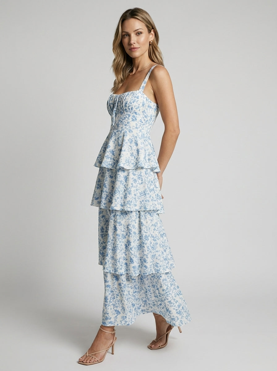 Rosalie | Blomstret Lagdelt Maxi Kjole Til Dame