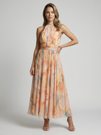 Elise | Halterneck Midikjole Med Blomstret Print