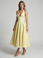 Brooklyn | Elegant Jacquard Midikjole Med Halterneck