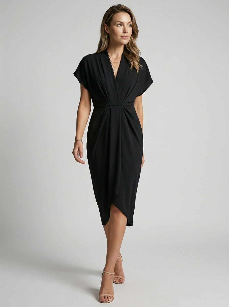Aurielle | Elegante abito midi incrociato con drappeggio