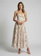 Celeste | Floral Midi Dress with Corset-Inspired Fit