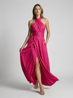 Asterin | Halterneck Maxi Kjole Med Elegant Slids