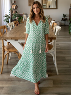 Elvara | Maxi Kjole Med Blomsterprint Og Løs Pasform