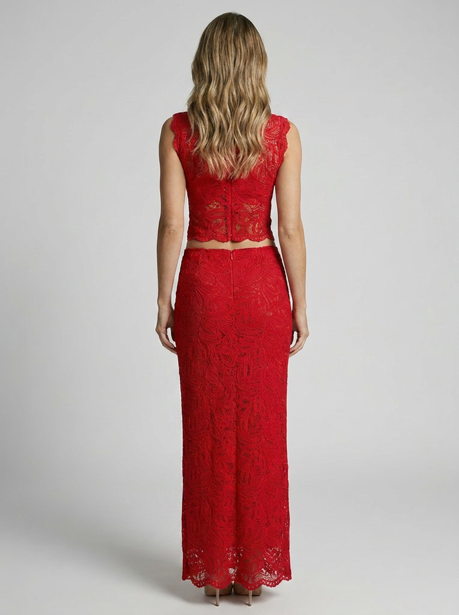 Valentina | Elegant Blonde Sæt Med Maxi Nederdel