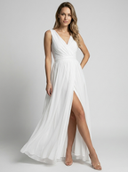 Serena | Elegante abito lungo con scollo a V e spacco