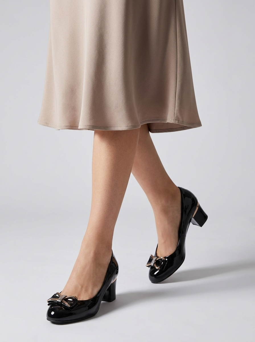 Vivienne | Elegante Pumps Med Blokhæl Og Sløjfedetalje