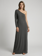 Nala™ | Elegant One-Shoulder Maxi Kjole med Flydende Linjer