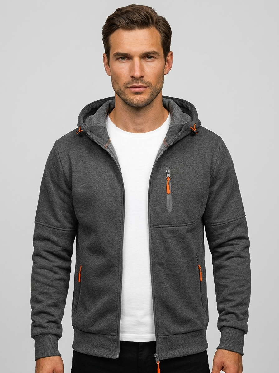 Axel | Herre Hoodie Med Lynlås Og Hætte