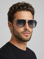 Milo | Kvadratisk Aviator Solbrille i Guld Stel