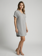 Marleen | Elegant Ribbed Summer Dress with V-Neck