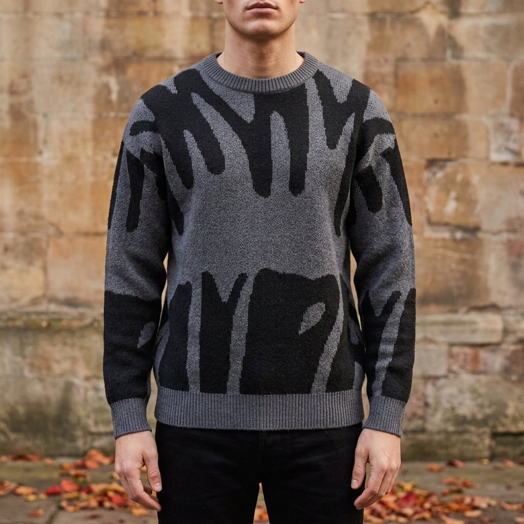 Asger | Men's Sweater with Abstract Pattern