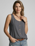 Zafira | Boho Tanktop med Knapdetaljer