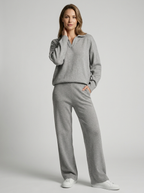 Sofia | Dame Todelt Sæt med Oversize Polo-Trui og Wide-Leg Bukser