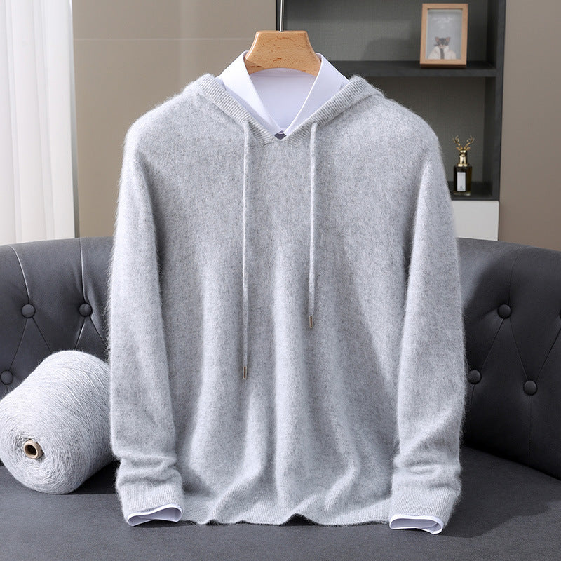 Marius | Herre cashmere hoodie med snørehætte og ribkanter