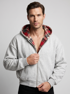 Josh | Reversible Hooded Sweatshirt with Plaid Print