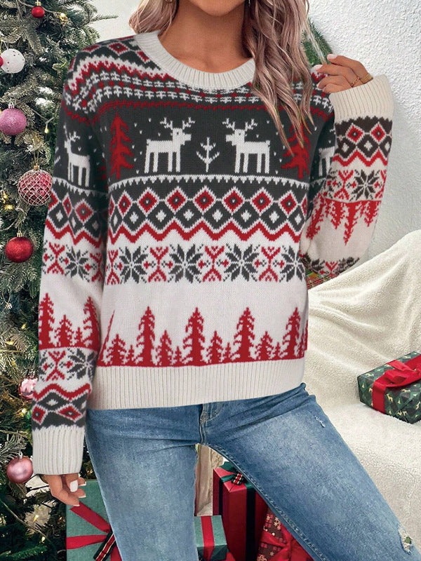 Sigrid | Dame julesweater med rensdyr og Fair Isle-mønster