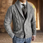 Tristan | Herre kabelstrikket cardigan med sjalskrave