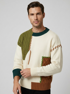 Milo | Patchwork Men's Sweater with Cable-Knit Pattern