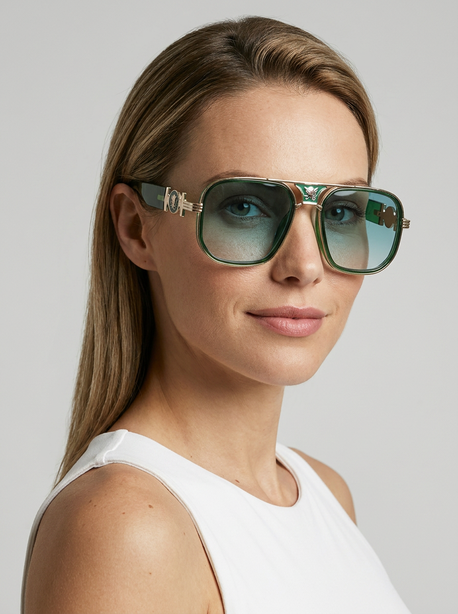Donna | Retro-Glam Pilot Solbrille med Emaljedetaljer