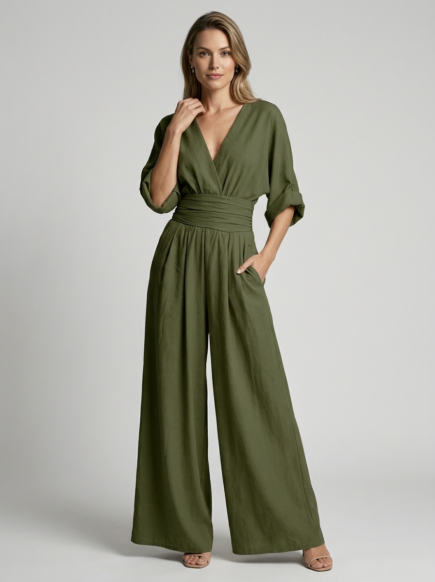 Seraphina | Elegant Jumpsuit with V-Neckline and Defined Waist