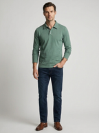 Matteo | Langærmet Herrepolo i Ensfarvet Design