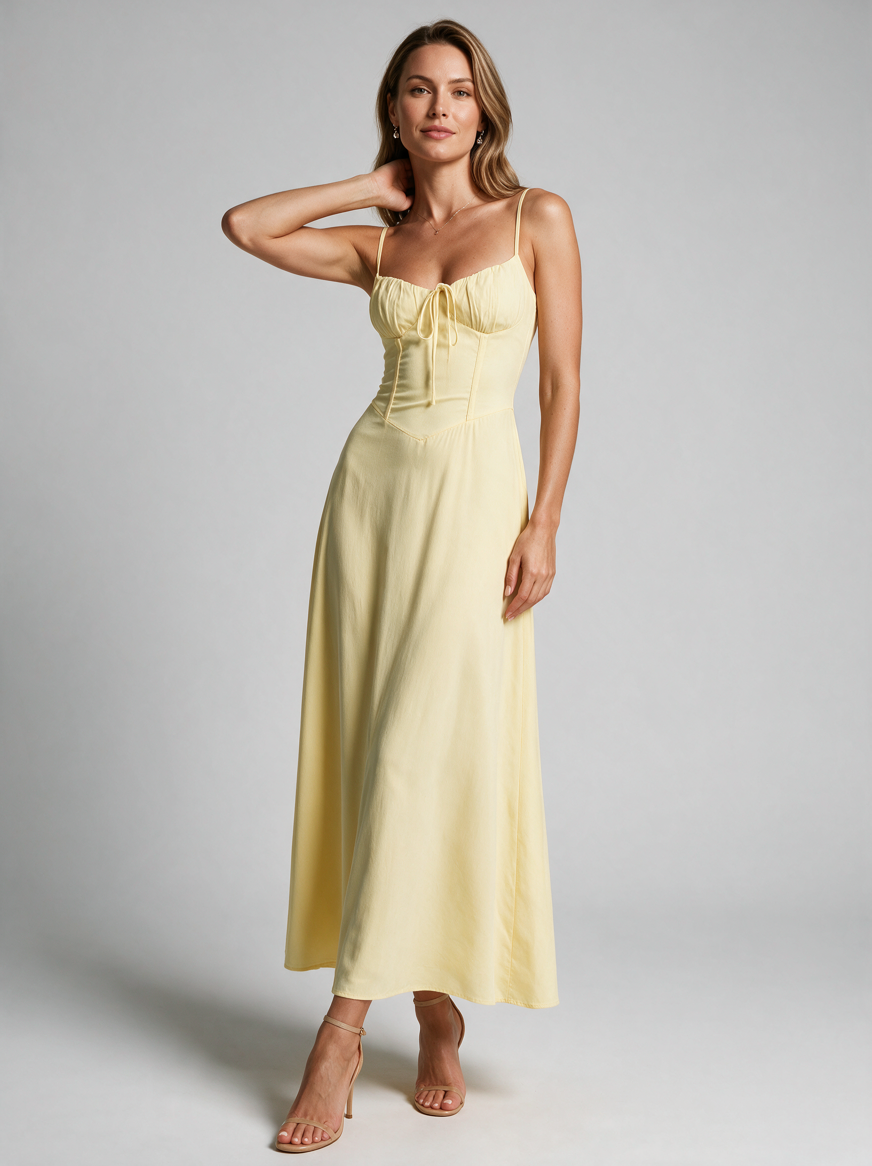 Isabella | Lang Sommerkjole Med Corsage Detaljer
